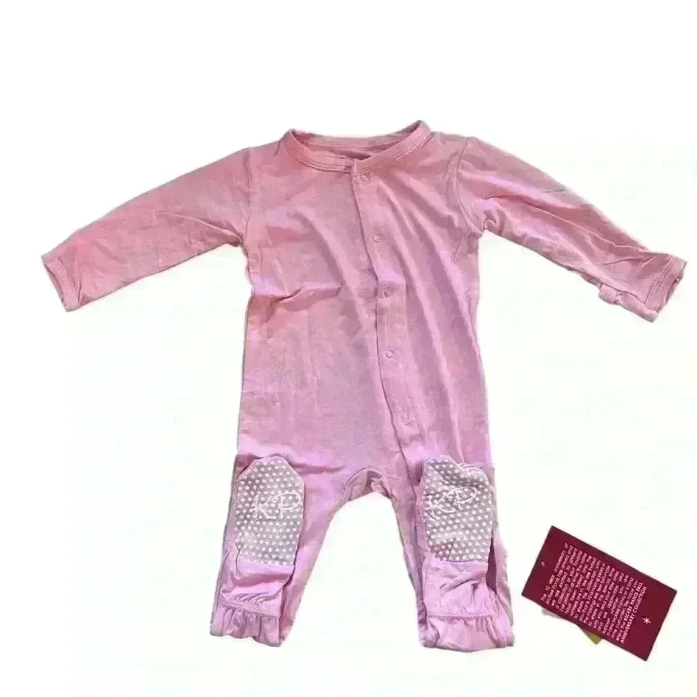 NWT Kickee Pants Muffin Ruffle Coverall Zipper in Pond Size 9-12 Months w/feet - Picture 3 of 7